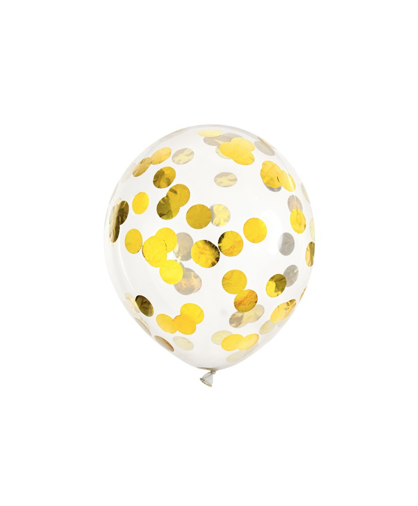 Transparent balloons with confetti circles gold 30cm