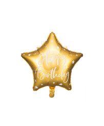 Folijas zvaigzne Happy Birthday balons 40cm zelta krāsā