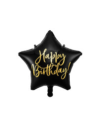 Laimīgu dzimšanas dienu zvaigžņu folijas balons 40cm melns