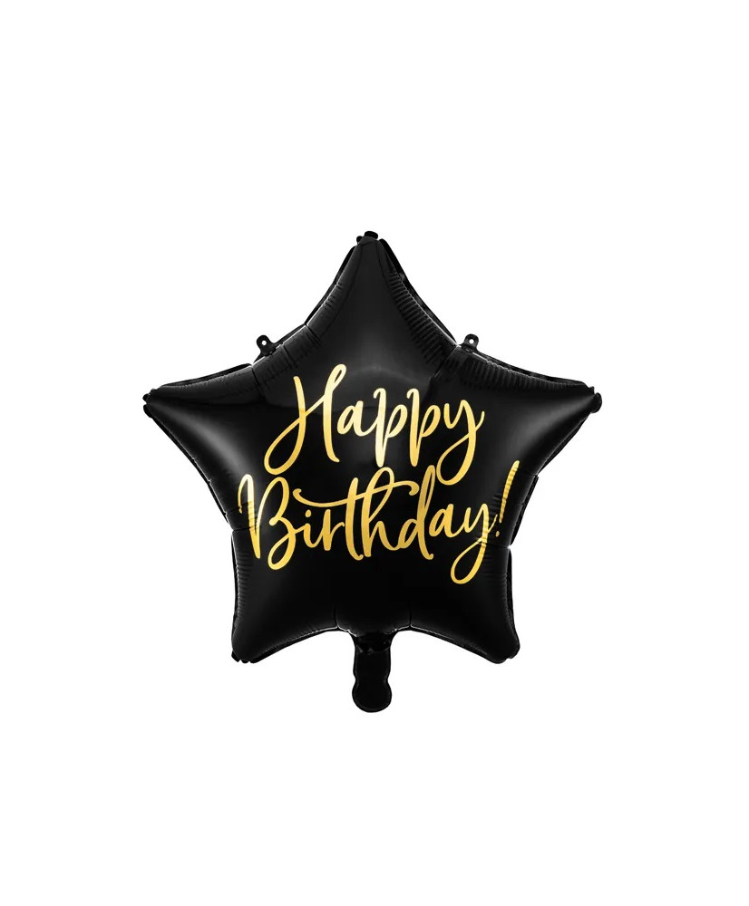 Laimīgu dzimšanas dienu zvaigžņu folijas balons 40cm melns