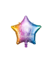 Fooliumtäht Happy Birthday õhupall 40cm värvi