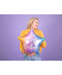 Folijas zvaigzne ar dzimšanas dienu 40cm balons 40cm krāsā
