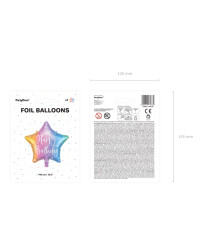 Folijas zvaigzne ar dzimšanas dienu 40cm balons 40cm krāsā