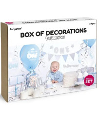 Silver party decorations - 1st Birthday set