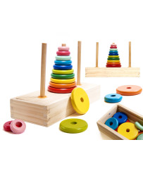 Wooden pyramid with base tower rainbow sorter