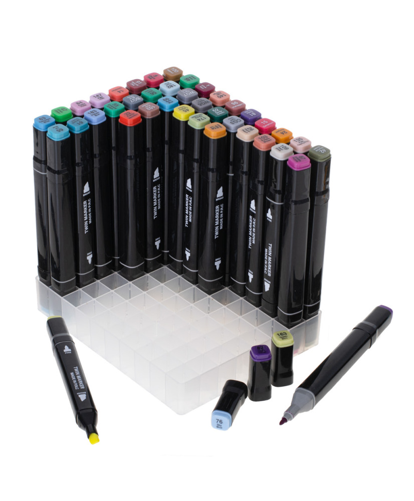 Double-sided alcohol markers in case 80 + stand