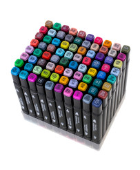 Double-sided alcohol markers in case 80 + stand