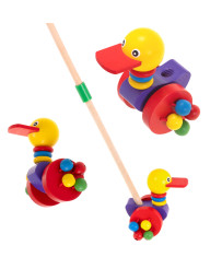 Pusher on a stick wooden walking duck