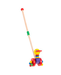 Pusher on a stick wooden walking duck