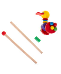 Pusher on a stick wooden walking duck