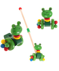 Pusher on a stick wooden walking frog