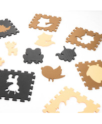 Children's foam mat puzzle 9el. beige-brown-black 85cm x 85cm x 1cm