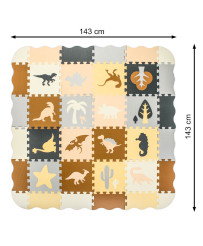 Vahtmaterjalist puzzle matt / mänguväljak 36el. dinosaurused 143cm x 143cm x1cm
